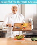 Chef using High Precision 33Lb Digital Kitchen Scale With LED Display For Precise 0.1oz 1g Readings, Big Capacity For Cooking And Baking