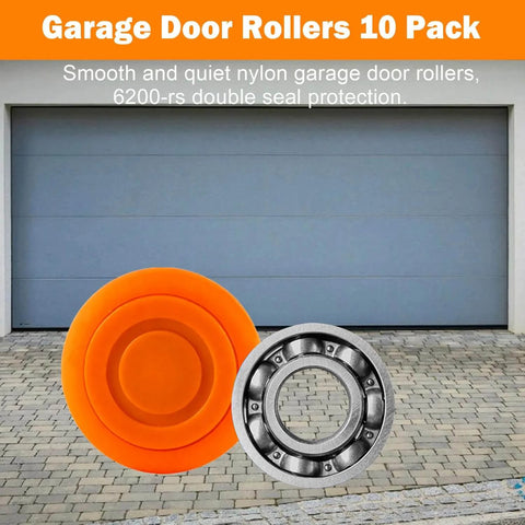 Quiet Nylon Garage Door Roller Kit With Hinge Top Bracket Wire Rope And 2 Inch Roller Stem For 7 Foot Doors Reduces Noise