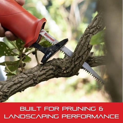 Pruning Reciprocating Saw Blade, Tapered High Carbon Steel For Fast Root And Tree Stump Cutting, 12 Inch Length in action