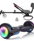 Seat Attachment For 6.5 Inch Self Balancing Scooters Go Kart With Bluetooth And LED Lights shown with scooter base