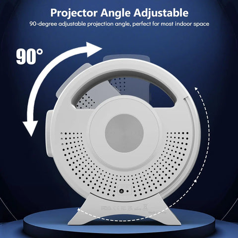Side view of 3D Galaxy Projector With 60 Scenes And Adjustable Focus, Bluetooth Speaker, showing 90-degree angle adjustment