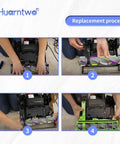 Steps to install Dyson Replacement Clutch Belts Set For DC04 DC07 DC14 DC33 Vacuum Cleaners showing the brush bar process.