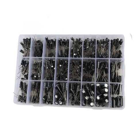 Must-Have 630Pcs Aluminum Electrolytic Capacitor Kit With 24 Values And High Precision For Repairs organized in storage box.