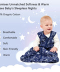Baby wearing Cotton Baby Sleep Sack Set Three Pack For 6 To 12 Months Lightweight 0.5 Tog Wearable Blanket with star pattern