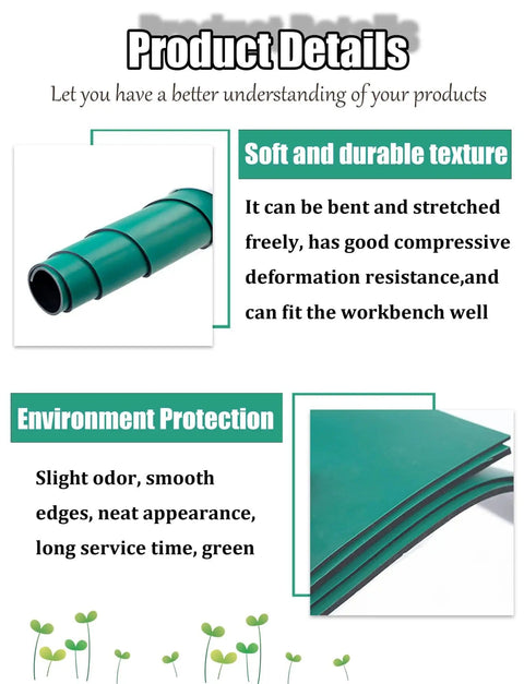 Electronics Soldering Workbench Mat Anti Static Flexible Rubber Pad with folded edges showing its soft, durable material.