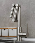Brass Pot Filler Faucet With 360 Degree Swivel Spout Retractable Reach For Kitchen Single Hole Deck Mount Brushed Nickel