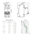 Diagram of Three Pack One Pole Miniature Circuit Breaker 20 Amp 120 Volt 240 Volt AC DIN Rail Mount Thermal Magnetic Trip MCB C20