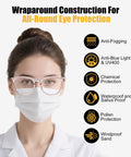 All Day Anti Fog Safety Glasses For Women And Nurses Eyewear With Blue Light And UV Blocking Eye Protection shown on woman wearing mask