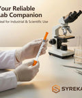 Disposable 1ml Syringe 31G Needle Five Sixteenth Inch 8mm With Leak Proof Airtight Plunger And Individually Sealed Pack Of 100 For Lab Tools Supplies Safe Handling And Precise Dosing In Medical And Laboratory Work, held in gloved hand by microscope