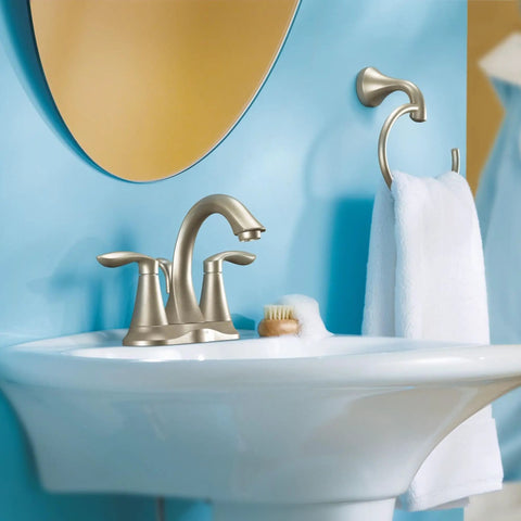 Eva Brushed Nickel Single Post Open Hand Towel Ring For Bathroom That Adds Quick Style With No Fuss Easy Install Wall Mounted Towel Holder