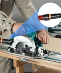 Person using circular saw with Seven Piece Universal Vacuum Hose Adapter Kit With Multi Size Connectors for dust collection