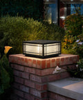 Top Notch Hardwired Outdoor Post Lights Big 15.75 Inch Column Fixture With Cozy 3000K Bulbs To Kick Up Your Porch Game Featuring Easy Hardwired Install And Totally Slick Modern Glow That Seriously Delivers on a brick pillar with plants.