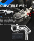 Positive And Negative Battery Terminal Set For Ford Super Duty F 250 350 450 And Chevy Silverado 2500 3500 Replaces BT4Z 14450 SD BT4Z 14450 BA Copper Alloy Rugged And Corrosion Resistant High Performance Electrical System Upgrade with detailed view of terminal installed on battery.