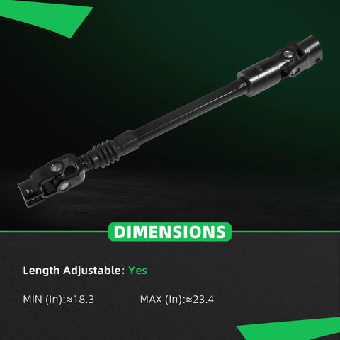 AUQDD lower steering shaft with U-joint coupler, black metal, adjustable length.