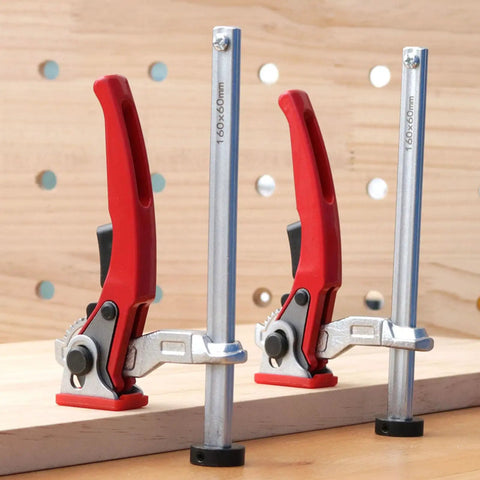 Heavy Duty Ratchet Hold Down Clamp Delivering Dead Nuts Secure Grip On A Twenty Millimeter Base designed for woodworking holding boards.