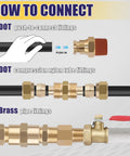 Diagram showing how to connect 200 Pcs Brass DOT Air Brake Line Fittings and Nylon Tube Compression Fittings for air hoses.
