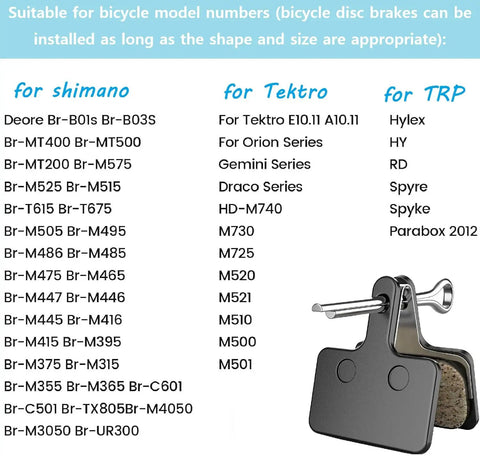 Dope Disc Brake Pads With Installation Tool For TRP Tektro Shimano, Semi Metallic Copper Fiber Pads. List of compatible bike models.