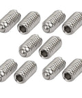 Top Tier 304 Stainless Steel Ball Point Set Screws With Hex Socket Drive M4 X 8mm Precision Grub Fasteners arranged in a pack.