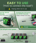 12V LiFePO4 Battery 25Ah 384Wh With Built In 30A BMS And LCD Voltmeter for RV setup with solar and off-grid connections illustration
