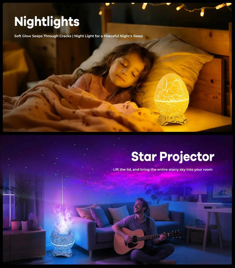 Dinosaur Egg Galaxy Star Projector Nebula Night Light with Remote and Timer 14 Color Options Nebula Flow Projections for Kids