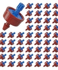 50 Pack 0.5 GPH Pressure Compensating Drippers For Garden Irrigation System, Constant Flow Drip Emitters displayed in rows