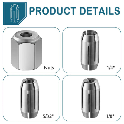 CN1 Compatible Replacement Collet Kit One Quarter Inch For Spiral Saws And Drywall Cutout Tools 2 Pack product details