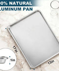 Six Pack Half Size Aluminum Baking Sheets Set For Oven Roasting PFOA PFOS PTFE Free Bare Aluminum Heavy Duty Trays