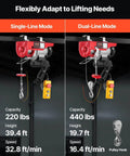 Electric Hoist With 14ft Wired Remote, 440 Lb Capacity, 110V Lifting Tool modes comparison image