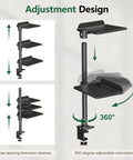 3 Tier Clamp On Desk Shelf With Height Adjustment And 360 Degree Rotatable Tray For Over Under Desk Storage Baffle Included