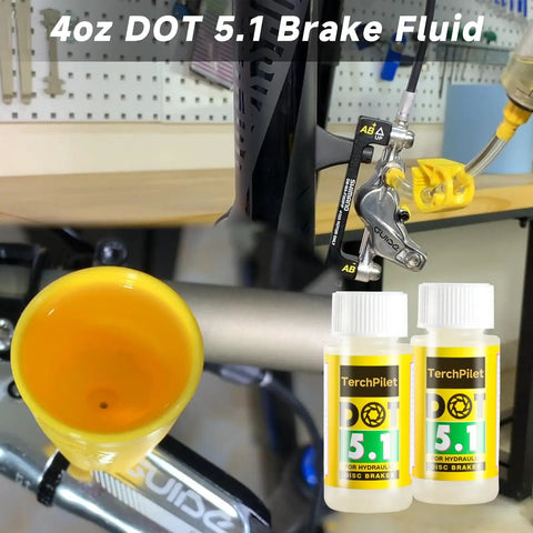 4oz DOT 5.1 Hydraulic Brake Fluid For Bike Disc Brakes High Performance Oil Compatible With SRAM Avid Hayes Hope Formula Systems