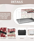 No Sweat Heavy Duty Foldable Storage Bin With Clear Front Window And Dual Zipper Openings For Effortless Seasonal Item Organization Featuring Cheerful Holiday Stripes showing details of steel frame, zippers, and handle.
