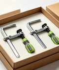 Rock Solid Kickass Hold Down Clamps For Woodworking Track Saws And T Track Jigs Precision Dovetail Shop Fixture Heavy Duty Tabletop Tool with two clamps in a box.