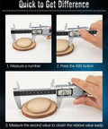 Housolution 12-inch digital caliper with ABS button, stainless steel body, measuring a wood disk; LCD readout.