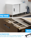 Black Cabinet Pulls 2-1/2 Inch Center-To-Center on living room cabinet and kitchen drawer