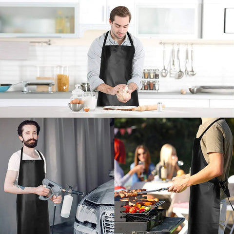People using Waterproof Vinyl Apron For Heavy Duty Chemical Work, 40 Inch Adjustable Bib With Neck Strap Black Dishwashing Shield