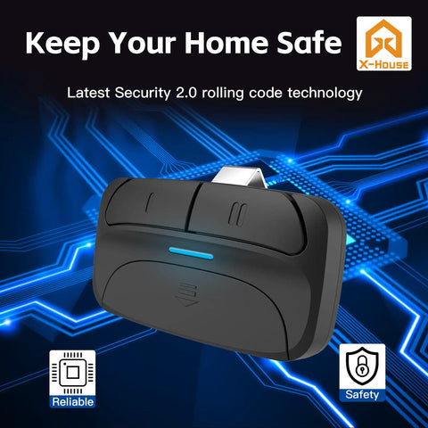 Universal Garage Door Opener Remote Replacement Works With 300 310 315 318 390 MHz Frequencies 2 Pack on digital background