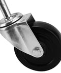 Close-up of Heavy Duty 2 Pack 4 Inch Spring Loaded Gate Casters With 360 Swivel Wheels and rubber tread for smooth rolling.