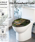 Elongated Tiger portrait Toilet Seat on a standard toilet, featuring durable resin and soft-close hinge.