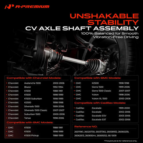 Front CV Axle Shaft Assembly Pair For GM Trucks And SUVs Left And Right Fitments For Silverado 1500 Suburban Tahoe Avalanche K1500
