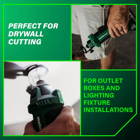 18V MultiVolt Cordless Drywall Cutout Tool With Brushless Motor, ergonomic grip held by user for precise drywall cutting
