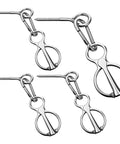 Four stainless steel horse tie rings with eye bolt, snap compatible. 4 Pack Stainless Steel Horse Tie Rings For Training And Tension Relief Indoor Outdoor Use Eye Bolt Snap Compatible Tack And Trailer Gear Safe Magnetic Ring Tie System For Beginners And Trainees.
