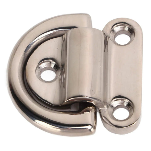 Close-up of Stainless Steel Folding Pad Eyes D Rings Replacement Set For Marine Yacht Deck Hardware, Rustproof and Corrosion Resistant, Four Piece Pack