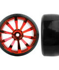 4 Pack 2.45 Inch Hard Plastic RC Drift Tires With 12mm Hex On Road Touring Bald Wheels Red For 1 To 10 Scale RC Cars And Trucks