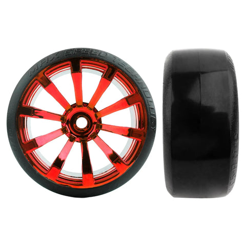 4 Pack 2.45 Inch Hard Plastic RC Drift Tires With 12mm Hex On Road Touring Bald Wheels Red For 1 To 10 Scale RC Cars And Trucks