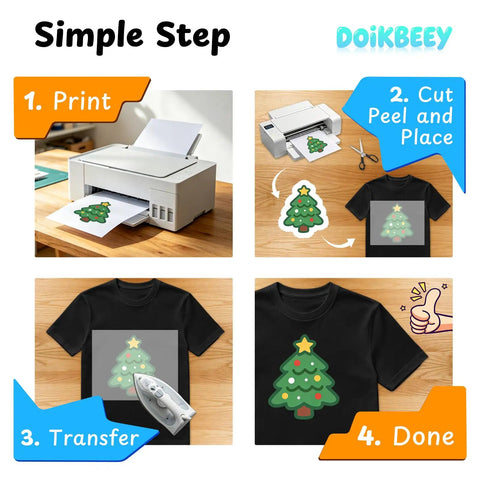 Simple steps for using Dark T Shirt Iron On Transfer Paper Pack 15 Sheets 8.5 By 11 Inch Printable for inkjet and laser printers
