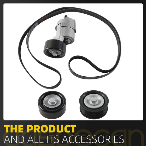 Ultimate Drive Belt Tensioner Idler Pulley Serpentine Kit For Hyundai Sonata Santa Fe Sport And Kia Optima Models That Rock The Road With Precision Fitment In 24L Engines. belt kit with tensioner, idler pulleys, and serpentine belt