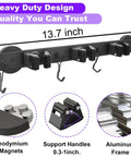 Heavy Duty Magnetic Mop Broom Holder With Swivel Hooks For Cleaning Tools Neodymium Magnet Mount Tool Hanger No Slip Storage Rack