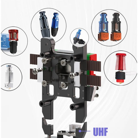 Top Shelf CNC Structure Metal Parts For Voron And Trident 3D Printers Heavy Duty Awd Kit Upgrades detailed view of CNC components and nozzles.