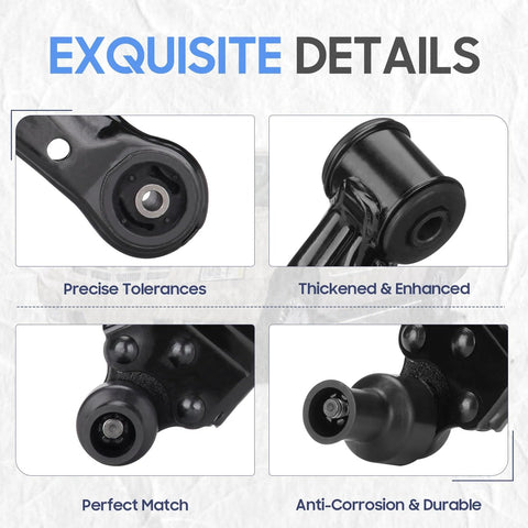 Front lower suspension control arms with ball joints and outer tie rods in black metal for multiple GM models