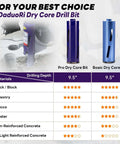 DaduoRi 2-1/2 in Pro Dry Core Drill Bit with pilot bit and adapters; Basic Dry Core Bit, 9.5 in depth, 5/8-11 thread.